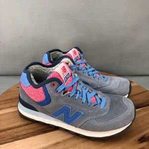 New Balance 574 Mid Sneakers Womens 7.5 B 'Gray Red Blue' Fleece Lined Comfort
